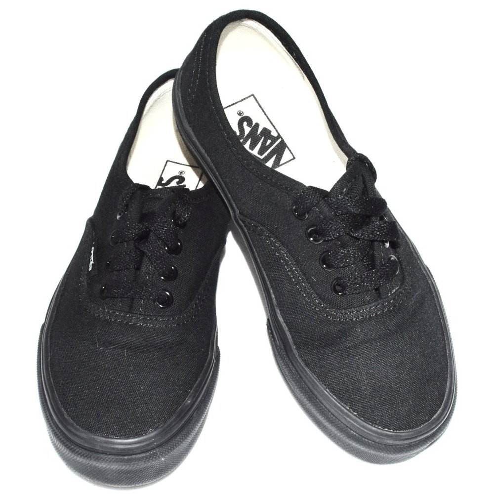Vans Kids Authentic Canvas Shoes in Black with Lace Closure - Size 13.5